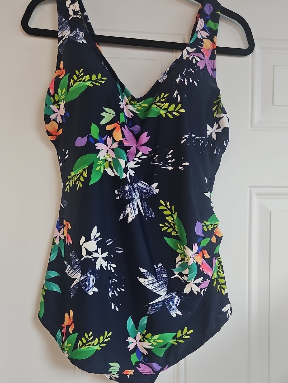 Swimsuits For All Navy Floral V-Neck One-Piece